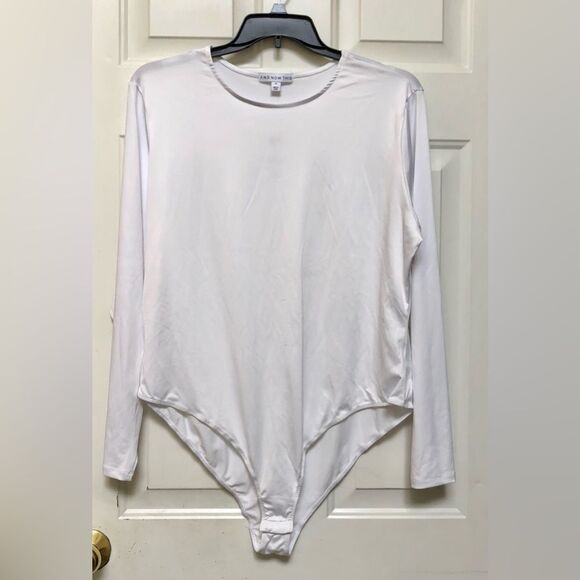 AND NOW THIS BODYSUIT LOG SLEEVE PLUS SIZE 3X WHITE CREW NECK 120 - Picture 1 of 5